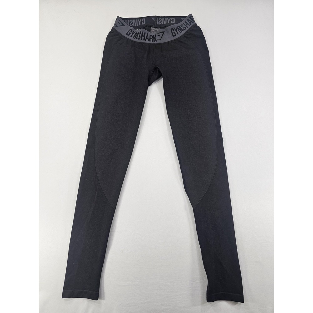 Gymshark‎ Flex High Waisted Leggings Black Women's Small Spell Out Logo Comfort